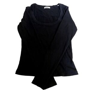 Buck Mason Womens Ribbed Long Sleeve Scoop Neck Top Medium